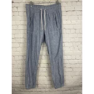 Athleta Cabo Linen Jogger Size 4 Chambray Blue Zip Pockets Drawstring High Rise